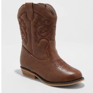Cat & Jack Brown Western Cowboy Boots, Kids Size 8